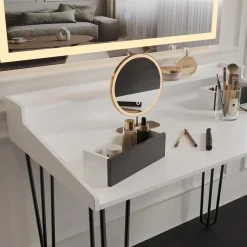 Schminktisch Sannar Weiß 110 cm mit LED-Spiegel Vicco