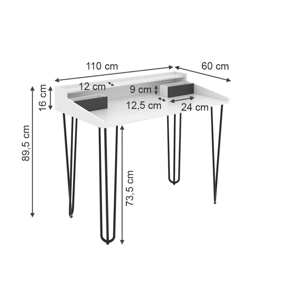 Schminktisch Sannar Weiß 110 cm mit Schubladen Vicco