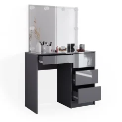 Schminktisch Sherry Anthrazit 90 cm mit Spiegel & LED-Beleuchtung Vicco