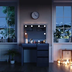 Schminktisch Sherry Anthrazit 90 cm mit Spiegel & LED-Beleuchtung Vicco