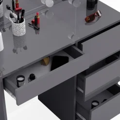 Schminktisch Sherry Anthrazit 90 cm mit Spiegel & LED-Beleuchtung Vicco