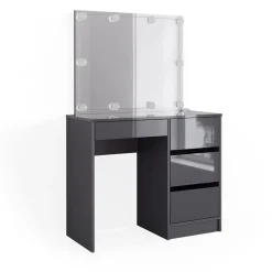 Schminktisch Sherry Anthrazit 90 cm mit Spiegel & LED-Beleuchtung Vicco