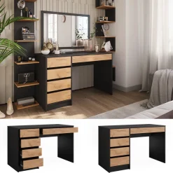 Schminktisch Sherry Anthrazit/Goldkraft Eiche 120 x 75 cm ohne Spiegel Vicco