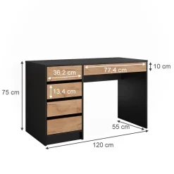 Schminktisch Sherry Anthrazit/Goldkraft Eiche 120 x 75 cm ohne Spiegel Vicco