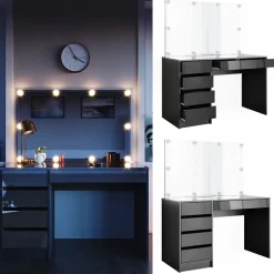 Schminktisch Sherry Anthrazit 120 cm mit LED Beleuchtung Vicco