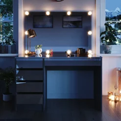 Schminktisch Sherry Anthrazit 120 cm mit LED Beleuchtung Vicco