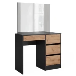 Schminktisch Sherry Anthrazit/Goldkraft Eiche 90 cm mit Spiegel Vicco