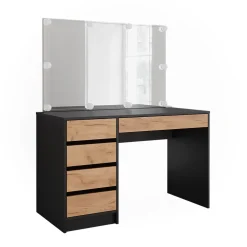 Schminktisch Sherry Anthrazit/Goldkraft Eiche 120 x 75 cm mit Spiegel & LED-Beleuchtung Vicco