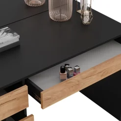 Schminktisch Sherry Anthrazit/Goldkraft Eiche 120 x 75 cm mit Spiegel Vicco