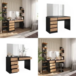 Schminktisch Sherry Anthrazit/Goldkraft Eiche 120 x 75 cm mit Spiegel Vicco