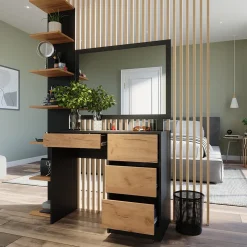 Schminktisch Sherry Anthrazit/Goldkraft Eiche 90 x 75 cm ohne Spiegel Vicco