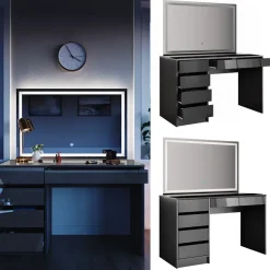 Schminktisch Sherry Anthrazit 120 cm mit LED-Spiegel Vicco