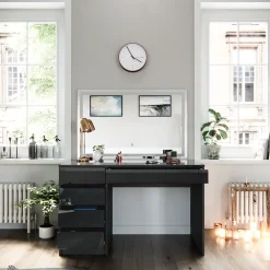 Schminktisch Sherry Anthrazit 120 cm mit LED-Spiegel Vicco