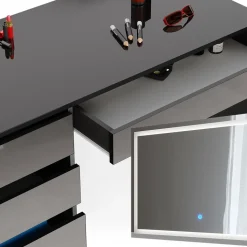 Schminktisch Sherry Anthrazit 120 cm mit LED-Spiegel Vicco