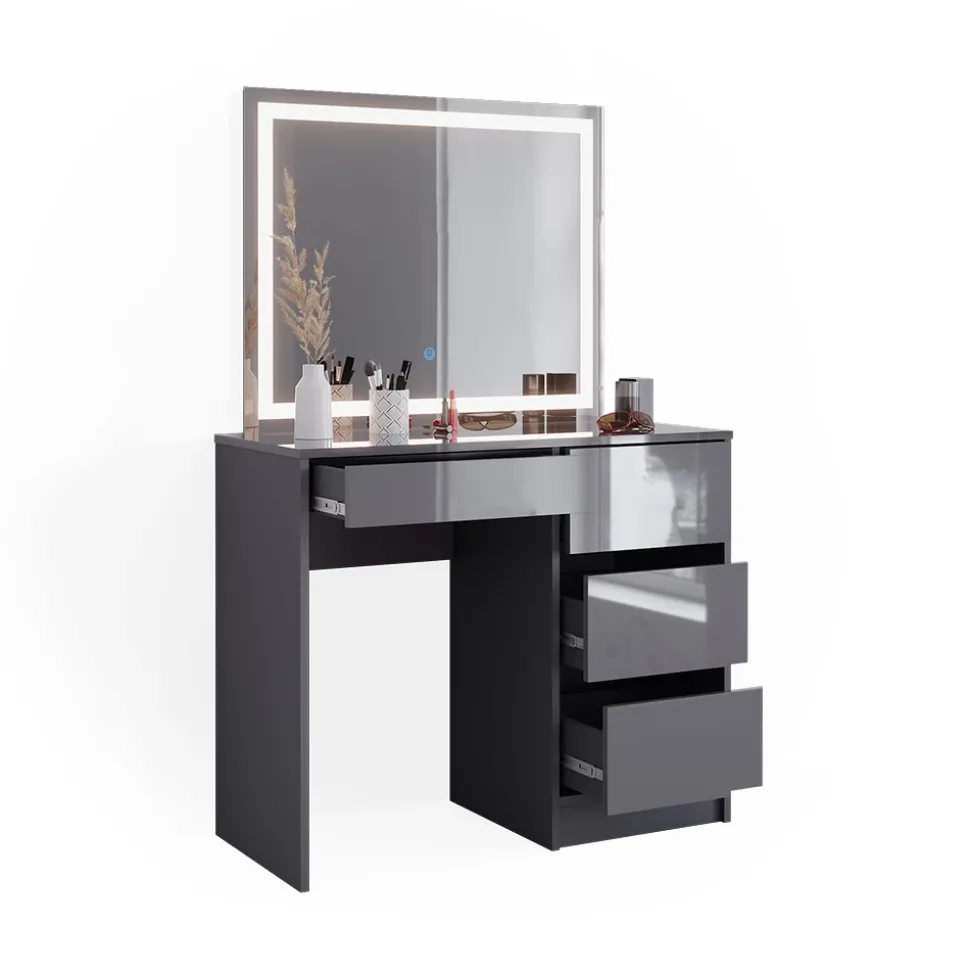 Schminktisch Sherry Anthrazit 90 cm mit LED- Spiegel Vicco