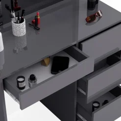 Schminktisch Sherry Anthrazit 90 cm mit LED- Spiegel Vicco