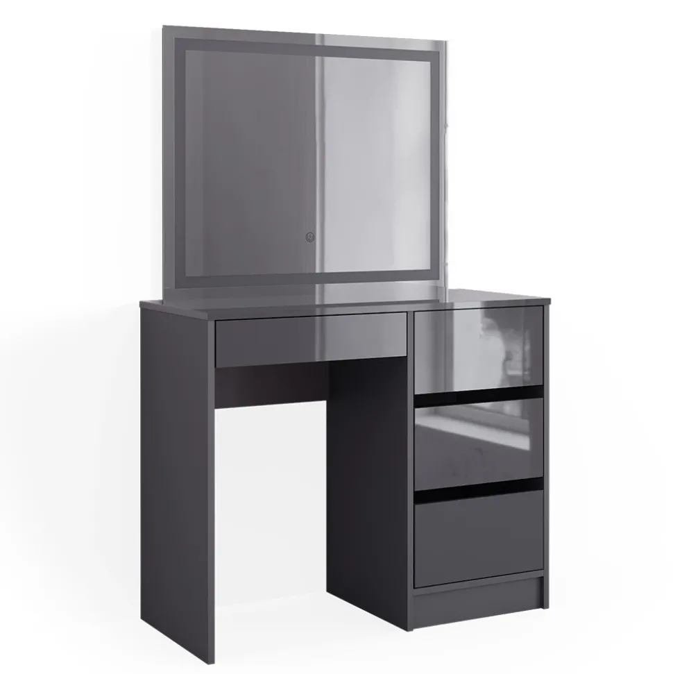 Schminktisch Sherry Anthrazit 90 cm mit LED- Spiegel Vicco