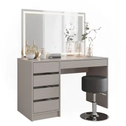 Schminktisch Sherry Cashmere 120 cm mit LED-Spiegel und Hocker Vicco