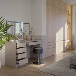 Schminktisch Sherry Cashmere 120 cm mit LED-Spiegel und Hocker Vicco