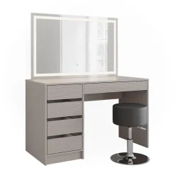 Schminktisch Sherry Cashmere 120 cm mit LED-Spiegel und Hocker Vicco