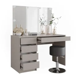 Schminktisch Sherry Cashmere 120 cm mit Spiegel, Hocker & LED-Beleuchtung Vicco