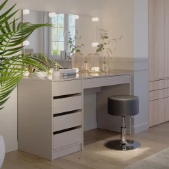 Schminktisch Sherry Cashmere 120 cm mit Spiegel, Hocker & LED-Beleuchtung Vicco