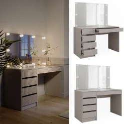 Schminktisch Sherry Cashmere 120 cm mit Spiegel & LED-Beleuchtung Vicco