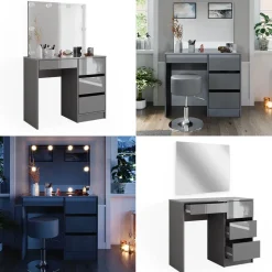 Schminktisch Sherry Grau 90 cm mit Spiegel Vicco