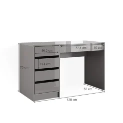 Schminktisch Sherry Grau 120 cm ohne Spiegel Vicco