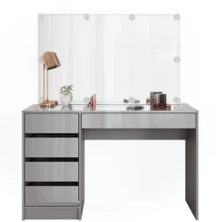 Schminktisch Sherry Grau 120 cm mit LED Beleuchtung Vicco