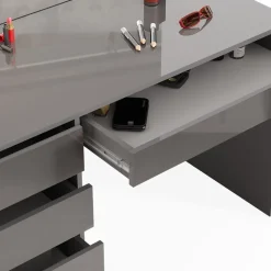 Schminktisch Sherry Grau 120 cm mit LED Beleuchtung Vicco