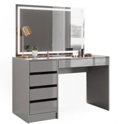 Schminktisch Sherry Grau 120 cm mit LED-Spiegel Vicco