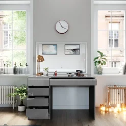 Schminktisch Sherry Grau 120 cm mit LED-Spiegel Vicco