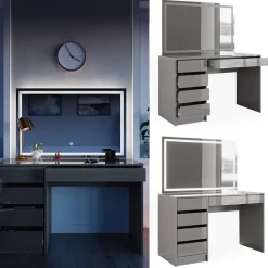 Schminktisch Sherry Grau 120 cm mit LED-Spiegel Vicco