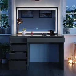 Schminktisch Sherry Grau 120 cm mit LED-Spiegel Vicco