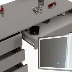 Schminktisch Sherry Grau 120 cm mit LED-Spiegel Vicco