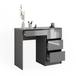 Schminktisch Sherry Grau Hochglanz 90 cm mit 4 Schubladen Vicco