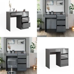 Schminktisch Sherry Grau Hochglanz 90 cm mit 4 Schubladen Vicco