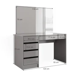 Schminktisch Sherry Grau 120 cm Vicco