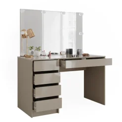 Schminktisch Sherry Greige 120 cm mit LED-Kette Vicco