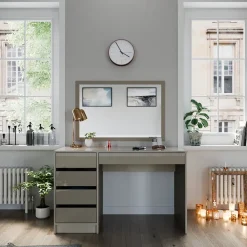 Schminktisch Sherry Greige Hochglanz 120 cm ohne Spiegel Vicco