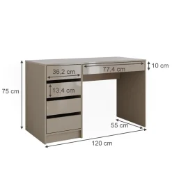 Schminktisch Sherry Greige Hochglanz 120 cm ohne Spiegel Vicco
