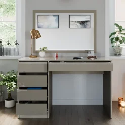 Schminktisch Sherry Greige Hochglanz 120 cm ohne Spiegel Vicco