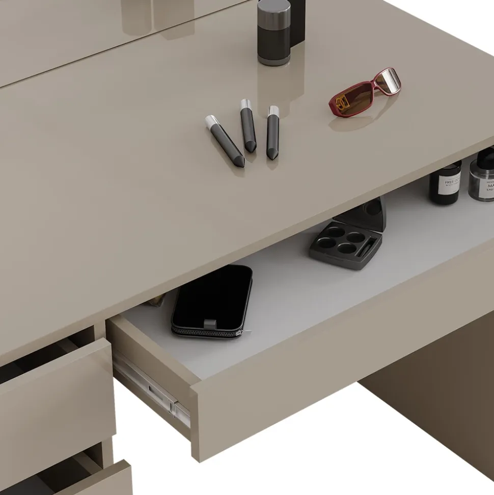 Schminktisch Sherry Greige 120 cm mit Spiegel Vicco