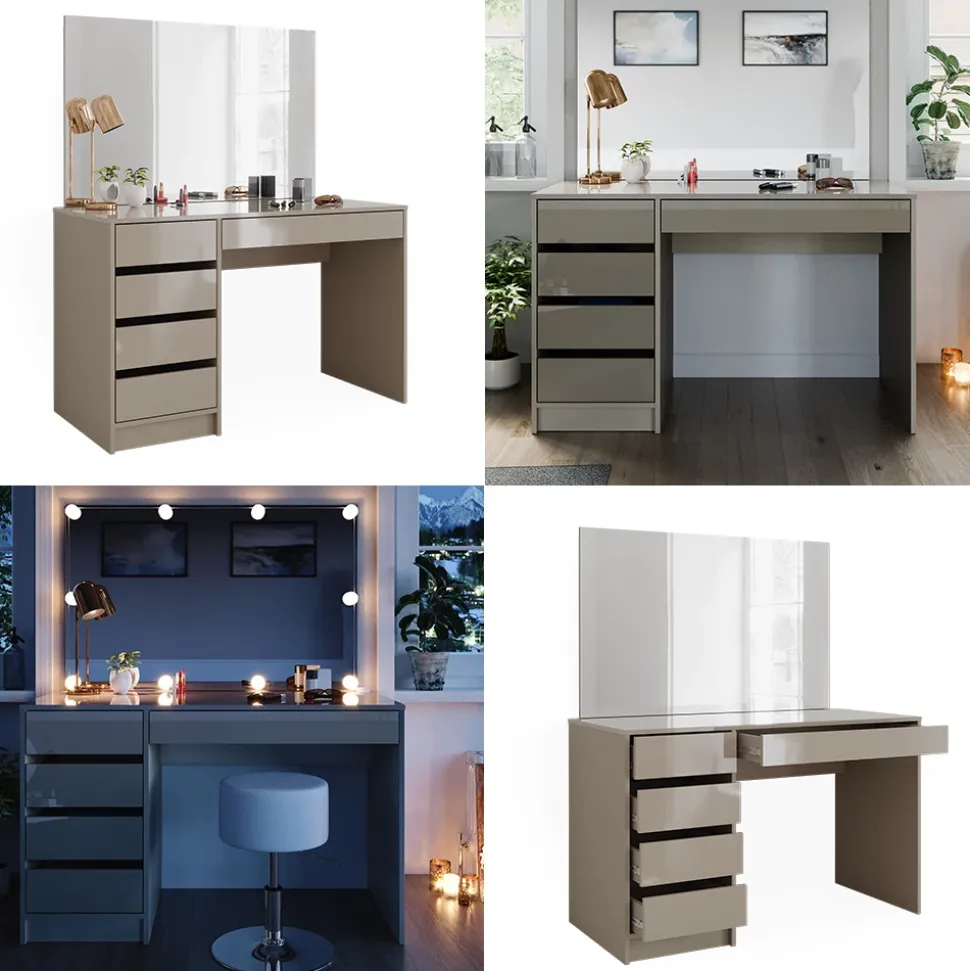 Schminktisch Sherry Greige 120 cm mit Spiegel Vicco