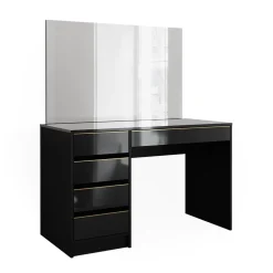 Schminktisch Sherry Schwarz/Gold 120 cm mit Spiegel Vicco