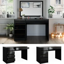 Schminktisch Sherry Schwarz/Gold 120 cm ohne Spiegel Vicco