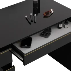 Schminktisch Sherry Schwarz/Gold 120 cm ohne Spiegel Vicco