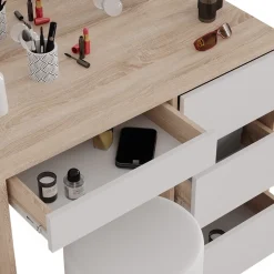 Schminktisch Sherry Sonoma 90 cm mit LED Beleuchtung und Hocker Vicco