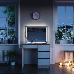 Schminktisch Sherry Sonoma 90 cm mit LED-Spiegel Vicco